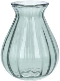 Green Glass Ribbed Posy Vase 15cm by Gisela Graham