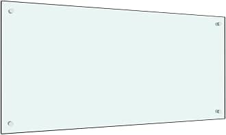 "vidaXL White Kitchen Backsplash - Tempered Glass, Easy-to-Clean, Heat-Resistant, Secure Installation, Protective & Decorative, 39.4" x 19.7"