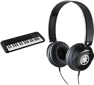 Yamaha PSS-A50 - Portable, Digital Keyboard with Phrase Recording & Yamaha HPH-50 Headphones, Quality Sound, Deep Bass and Balanced Treble, Over Ear, Wired Musicians Headphones, in Black
