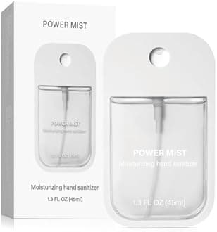 Power Mist Hydrating Hand Sanitizer Spray, Travel-Size 45ml/1.5 Fl oz Portable Cute Multi-Flavor Gentle Sanitizer for Adults (Odorless transparent color)