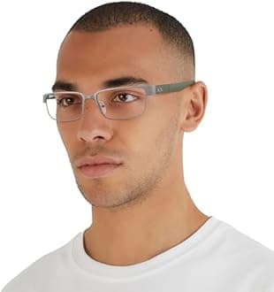 A|X ARMANI EXCHANGE Men's AX1017 Rectangular Prescription Eyewear Frames, Matte Gunmetal/Demo Lens, 54 mm