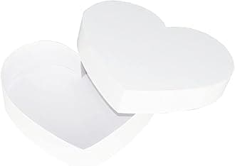 WENPACK 9" Cardboard Heart Shaped 2 Pack Chocolate Sweets Candy Container Gift Box (White, Heart Shaped)