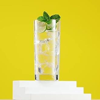 Godinger Highball Glasses, Italian Made Glass Tall Beverage Cups - Set of 4