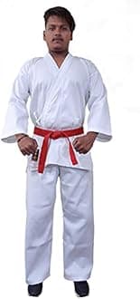 Be Win Martial Arts Karate Uniform for Juniors & Seniors | Poly-Cotton Drill Fabric | Durable, Comfortable Gi Set for Training & Competition | White Color 46 Inch | Ideal for Beginners & Professionals