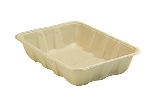 [400 COUNT] Sugarfiber 32 oz Compostable Disposable Food Container Serving Trays, Rectangle, Made from 100% Eco-Friendly Plant Fibers