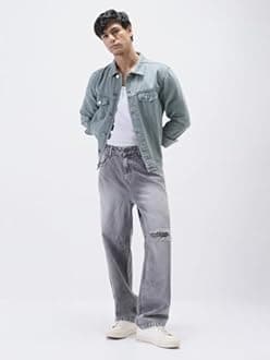 Urbano Fashion Men's Regular Fit Washed Full Sleeve Denim Jacket