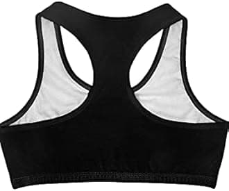 Fruit of the Loom Big Girls' Cotton Built-Up Stretch Sports Bra, White/Blue/White