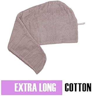 Extra Large Waffle Cotton Hair Towel Wrap - 30 inches Long, 400 GSM, Ultra Absorbent, Quick Dry Hair Turban for Women, Ideal for Long and Curly Hair, Perfect for Plopping (Grey)