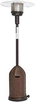Amazon Basics 46,000 BTU Outdoor Propane Patio Heater with Wheels, Commercial & Residential - Brown Wicker