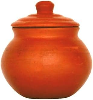 Terracotta Clay Pot with Lid for curd, yogurt bowl | Mitti Dahi Handi, Earthenware, Brown (3000ML)
