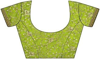 SIRIL Women's Bandhani Printed Embroidery Lace Georgette Saree with Unstitched Blouse Piece