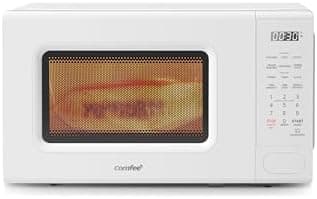COMFEE' CMO-C20M1WH Retro Microwave with 11 Power Levels, Multi-Stage Fast Cooking, Turntable Reset Function Kitchen Timer, Fast Cooking, Defrost