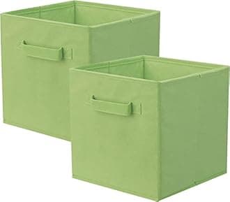 ShellKingdom Foldable Cloth Storage Cube Basket Bins Organizer Containers Drawers, 2 Pack(Green)