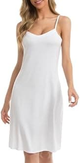 Vlazom Women Full Slips Sexy Soft Under Dress Basic Adjustable Spaghetti Strap Cami Slip Chemises V Neck Negligee