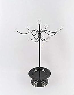 Four Seasons- Jewellery Stand with Gem detail and ring Trinket Tray Black Large freestanding Hook Stand