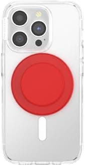PopSockets Round Phone Grip Compatible with MagSafe, Adapter Ring Included, Phone Holder, Wireless Charging Compatible - Basic Rosso