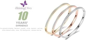 Shining Diva Fashion 18K Gold Plated Stainless Steel Openable Crystal Bracelet | Cuff Bangle | Friendship Couple Wedding Gifts for Mother Sister Wife Girlfriend | Anti Tarnish Jewellery