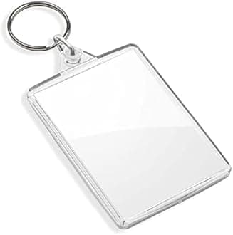 Blank Photo Insert Keychains (30 Pack) - 50x35mm - Translucent Clear Acrylic Key Rings for Double - Sided Photos - Small Picture Frames for Family, Friends, Gifts & Craft