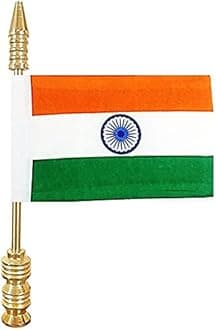 Sonilex Selling Uniqness UNIq Indian Flag with Golden Large Metal Rod Suitable for All Car Models