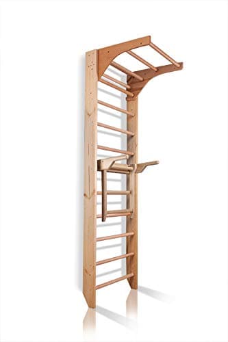 Wall Bars with Dip Bars CM-01-220, 87 in Wooden Swedish Ladder Set: Adjustable Pull Up and Dip Bars for Training and Physical Therapy - Used in Homes, Gyms, Clinic, and Schools