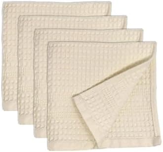 Gilden Tree 100% Natural Cotton Classic Waffle Weave Washcloth Set of 4 (Cream)
