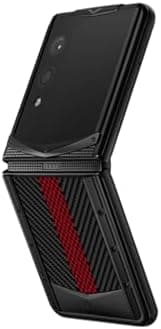 VERTU Quantum Flip Carbon Texture Series Android Smartphone,Snapdragon 8 Gen 4,6.9" OLED 120Hz Display,16GB RAM 1TB Storage,Quantum Privacy System,65W Fast Charging，Dual Screen Design(Black&Red)