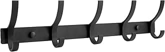 Coat Rack Wall Mount, Coat Hook Wall Mount, Wall Hooks for Hanging, Hat Rack for Walls, Coats Hanger with 10 Hook, Towel Hooks for Bathrooms (1 Pack, Black)