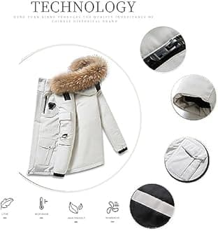 Men's Down Jacket Big Goose Autumn And Winter Thickened Coat Canada Style Warm Snow Coat (Color : White, Size : S)
