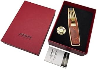 JOBON Solar Beam Torch, Adjustable Flame Butane Refillable Culinary Cooking Lighter for Baking Creme Brûlée Kitchen BBQ Camping - No Gas Included (Gold with Red)