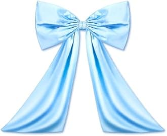 Wavwavw Sky Blue Large Bow Decor Big Bow Coquette Birthday Decoration for Room Giant Satin Ribbon Tie for Party Backdrop Wedding Bridal Shower Valentine's Day Wall Hanging Decor (24 x 18 Inches)