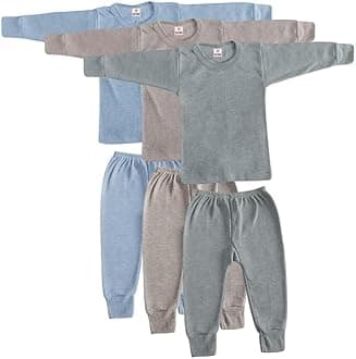 AADI ZINESVARKids Thermal Top and Pyjama Set, Full Sleeves Kids Inner Wear Set, Kids Winter Wear Set, Kids Body Warmer Set (Pack of 3)