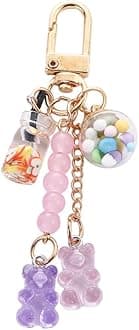 Cute Resin Gummy Bear Key Chain Candy Color Animal Bear Charms Keychains Car Keys Bag Pendant Keyring Jewelry Gift(purple)