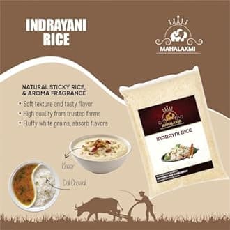 "Mahalaxmi Indrayani Rice - Premium Aromatic Rice, 5kg | Naturally Fragrant, Ideal for Everyday Cooking | Product of India"