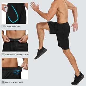 Profectors Men's Athletic Shorts with Pockets and Elastic Waistband Quick Dry Activewear Workout Shorts for Men