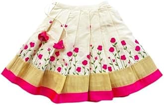 Stanwells Kids Orange and Magenta combo south indian Baby girls mirror work net Lehenga Choli set (3months to 8Years)