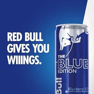 Red Bull Blue Edition Energy Drink, Blueberry, with 80mg Caffeine plus Taurine & B Vitamins, 8.4 Fl Oz, Pack of 16 Cans
