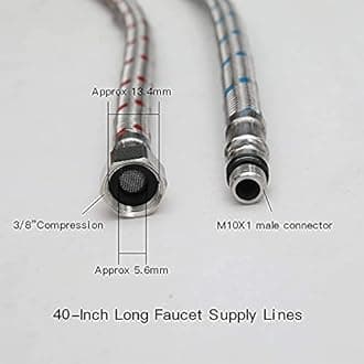 Greenspring 40-Inch Long Faucet Connector, 2Pcs Faucet Supply Lines, Kitchen Sink Toilet Hose Braided Stainless Steel Supply Hose 3/8" Female Compression Thread x M10 Male Connector (1 Pair)