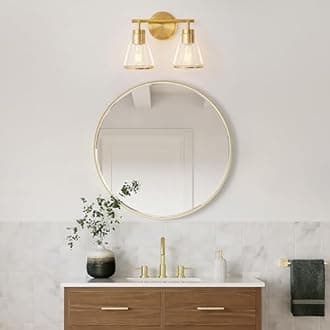 Bathroom Light Fixtures Over Mirror Gold Vanity Lights 2-Lights Bathroom Vanity Light with Clear Glass Shade 14 inch Vanity Lighting Fixtures Modern Wall Sconces Lights for Barth