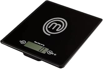 MasterChef Kitchen Scales Digital, Small Electronic Gram Scale for Food Weighing in Cooking & Baking, Weight in Ounces or Grams, Max 5kg, Tempered Safety Glass, Tare Function, Auto Switch-Off, Black