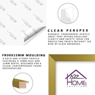 Wall Photo Frame Gold 70x90 cm Frame With 80x60 cm Mount Picture Poster Print With Clear HD Perspex 30x15 MM Moulding Mounting Hooks MDF Backboard