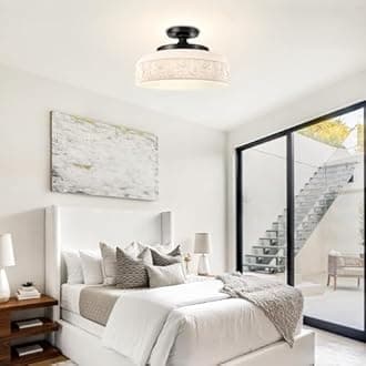 Lamomo Semi Flush Mount Ceiling Light,White Glass Shade Black Hallway Light Fixture,3-Bulb Globe Glass Close to Ceiling Scone,Indoor Hanging Light for Bedroom Kitchen Porch Hallway,Bulbs Not Included