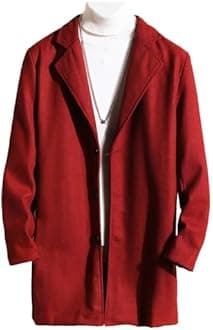 JEShifangjiusu Men'S Trench Coat Long Wool Coat Winter Classic Overcoat Top Pea Coat Casual Business Cotton Blend Jacket