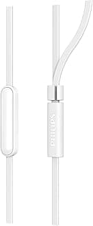 Philips In-Ear Headphones E1105WT/00 With In-Line Remote Control (8.6-Mm Neodymium Drivers, Powerful Bass, Clear Sound, Comfortable Fit) White – 2020/2021 Model