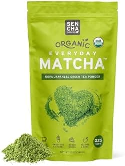 SEN CHA Naturals Organic Everyday Matcha Powder, Authentic Japanese Green Tea, Premium First & Second Harvest Culinary and Ceremonial Grade Matcha Powder, Lattes & Baking, 12oz Bag (1 Pack)