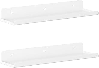 Lifewit Floating Shelves for Wall, 2 Pack White Plastic Shelf 38.1cm Room Decor for Bookcase/Vinyl Record Display/Photo/Picture in Bedroom, Bathroom, Kitchen Storage and Organization 38 x 9 cm/15x4