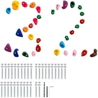 VEVOR 32 Rock Climbing Holds, Multi-Size and Multi-Colored Climbing Rocks for Kids and Adults, Rock Wall Holds with Mounting Hardware, Climbing Wall Grips for Indoor and Outdoor Playground Play Set