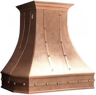 SINDA Hammered Copper Range Hood, SUS304 Vent with Professional Liner and Internal Motor, with Beehive-Natural CopperH3STRBNI4248