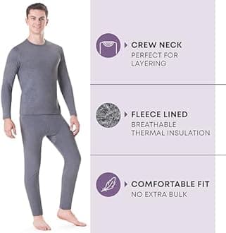 Rocky Thermal Underwear Men Long Johns Men Thermals Top Bottom Set Shirt Pants Men's Base Layer Insulated Under Wear Mens Thermal Set Extreme Cold Weather Winter Ski (Melange Grey / 6X-Large) 2pk