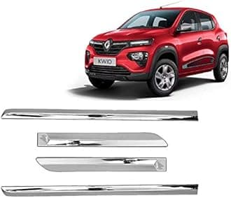 Empica Full Chrome Car Side Cladding Door Beading Protective Garnish Moulding Compatible with Renault Kwid (Set of 4 Pcs, Silver)