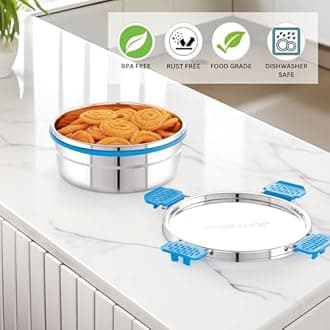 STEELLOCK PRO Stainless Steel Container/Dabba/Lunch Box with Steel Lid Airtight for Food Storage, Easy to Carry, Leak Proof and Stackable (SLP-141/750 ML).